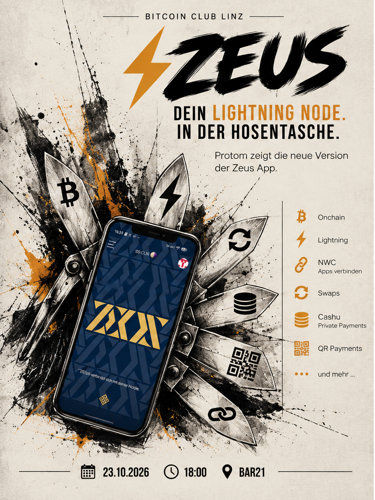Zeus Fachvortrag 23.10.2026 – Bitcoin Club Linz