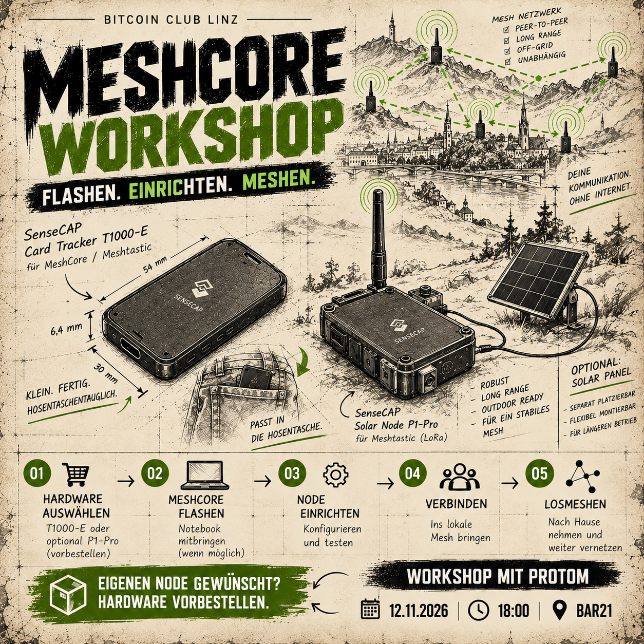 MeshCore Workshop 12.11.2026 – Bitcoin Club Linz